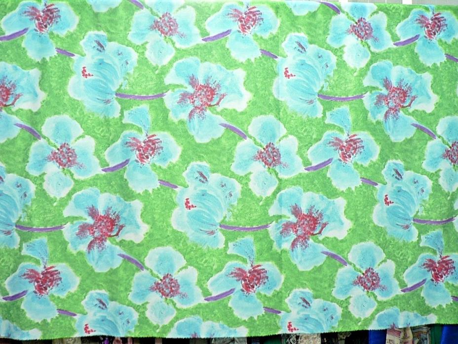 1 Yard Vintage Fabric Flower Material Stretch Polyester Blue Purple Floral DIY