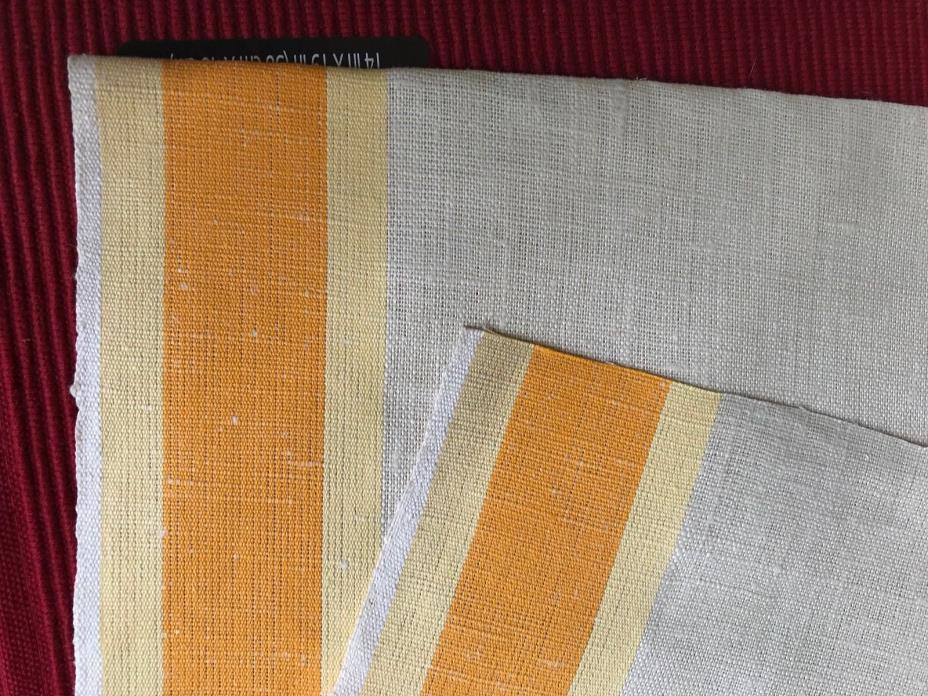 gold yellow stripe linen vint dish toweling yardage16