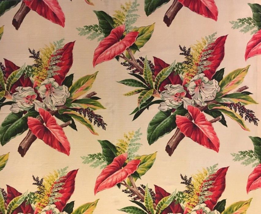 Vintage Tropical Barkcloth Fabric - 42” X 34”