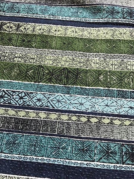 Vintage Blue Green Waverly Bonded Fabric - Tiki - Algiers Registered #951617