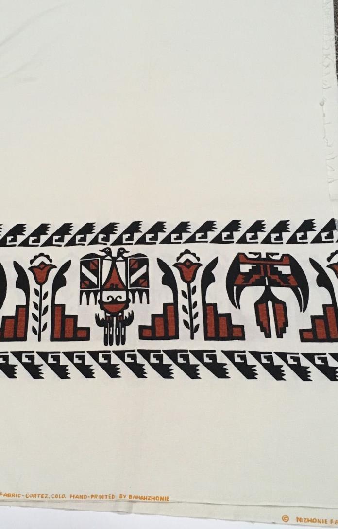 Ethnic Fabric Nizhonie Hand Print Tribal Navajo Frank Austin Bahahzhonie Textile
