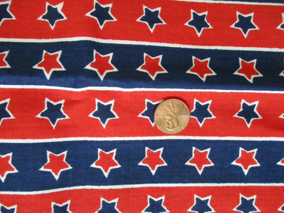 Vintage Red White Blue Americana Patriotic Stars Stripes Cotton Fabric 1y,18