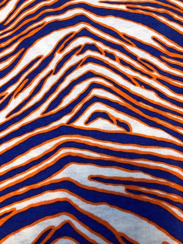 Vintage 90's Zubaz Blue/Orange Zebra Stripe-BRONCOS-4 yds. 64