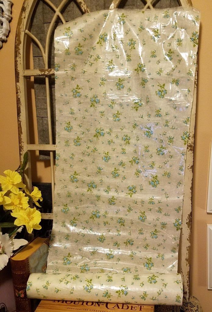 Marshall Field's Vintage Blue Rose Batting Plastic Lined in Box Eight Feet Long
