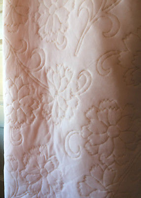 Vintage 1960's Fabric Quilted Light Pink Floral Baby Bathrobe 96 x 48