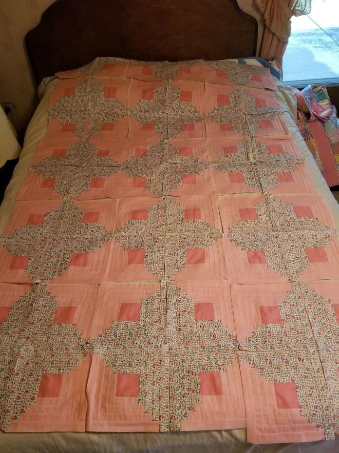 Vintage Log Cabin Quilt squares  63 plus