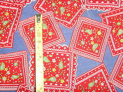 Great bandana print fabric material remnant piece measures approx. 42x42