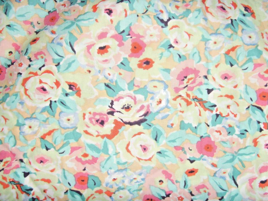 44x34 in lightweight roses fabric material pretty spring summer colors cottage
