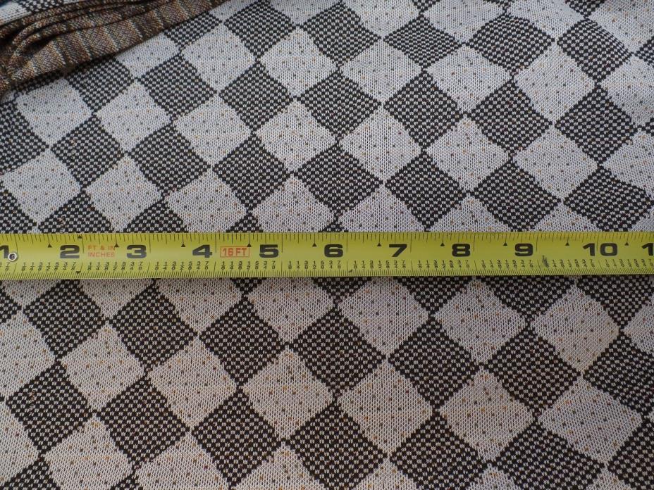 Vintage 1970s Polyester Knit Stretch Brown & Tan Check Fabric 2 yards x 60