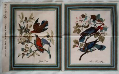 Greeff Warner & Sons Zenaida Dove Pigeon Bird Fabric Remnant Printed in England