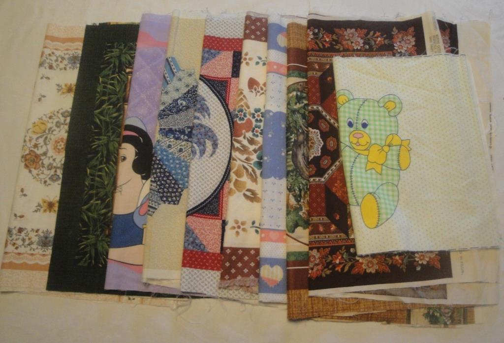Craft Panel Pillow Fabric Lot of 10 Different Patterns - Baby Disney Panda +
