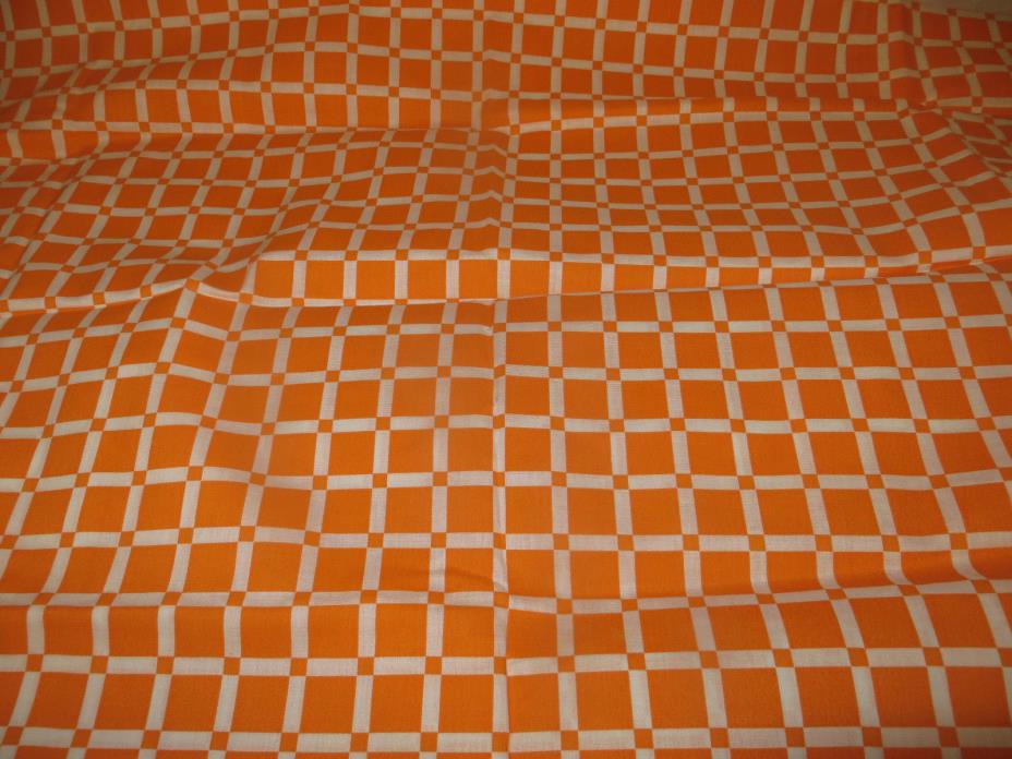 Vintage Orange & White Plaid Fabric - 42
