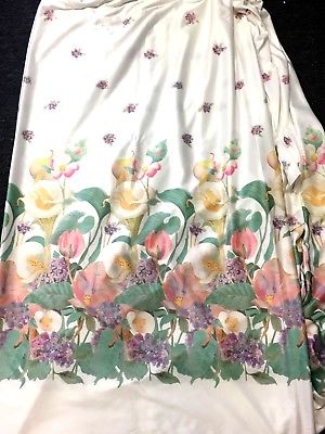 Vintage Pastel Spring Floral Border Polyester Knit Fabric 64