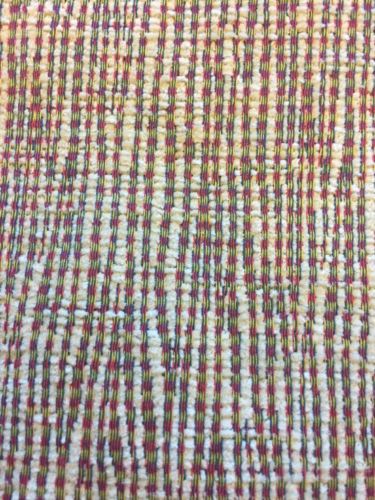 Upholstery Drapery Fabric 1.5 Yards Tan Green Burgundy Woven Check