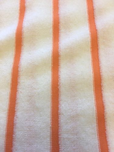 Vintage Polyester Terry Velour Orange & White Striped Fabric, 1 Yd + 29