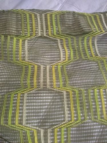 Midcentury Valance fabric green yellow see though Vintage
