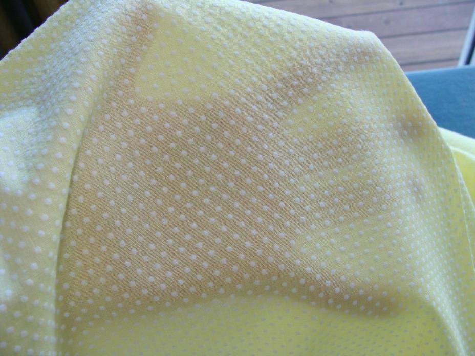 Vintage Flocked Dotted Swiss Yellow Semi Sheer Fabric 43