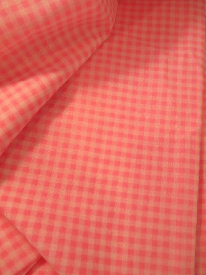 VINTAGE 1960-70's PINK & WHITE GINGHAM COTTON FABRIC 52