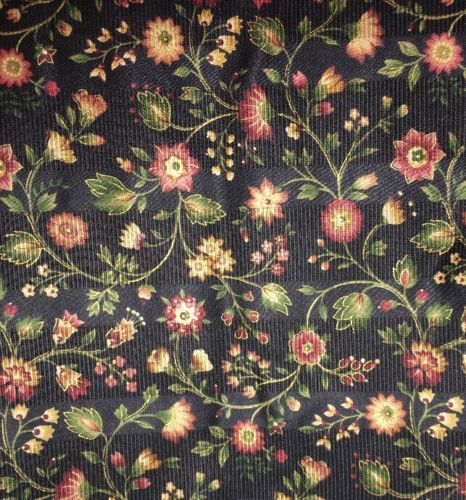 MILL CREEK FABRICS Screen Print EMBOSSED FLORAL BLACK 2+ YARDS 54