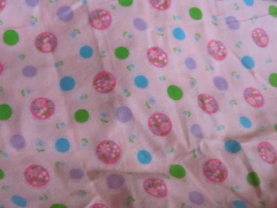 Spring chic fabric material sewing pink floral green & blue dots flannel daisy