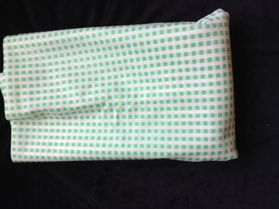 Vintage Polyester DOUBLE KNIT Fabric Small Green White Check 2 1/2 yards X 62