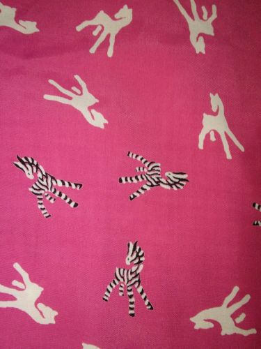 vintage 1940s 6+ yards Rayon Fabric Dress Yardage pink zebra novelty print