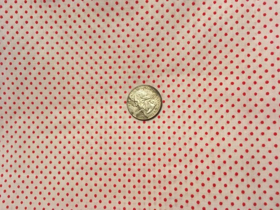 Vintage Red FLOCKED Dots on White Dotted Swiss Fabric