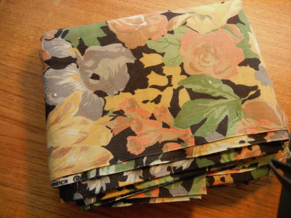 Vintage Challis Fabric  / 2 yds / Wool Polyester Blend / Floral