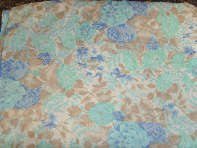 Blue green and brown muted tones fabric material sewing garden chic chrysanthem