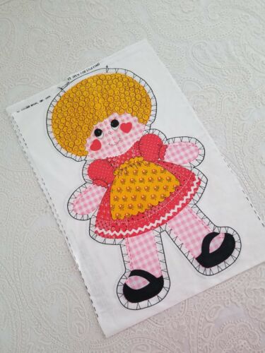 Vintage Gingham Print Rag Doll Cut N Sew Fabric Panel Toy Spring Mills 1974 Girl