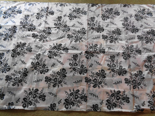 Vintage Pink with Black Orchids Nylon Fabric 4 Yards 45 Inches Wide
