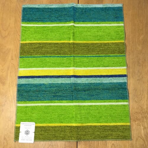 Vintage 60s Boris Kroll Looms Fabric Sample - MCM Textile - Green Blue Yellow