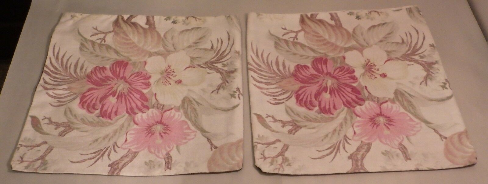 2 Vintage Barkcloth Fabric Pillow Cases Covers 18