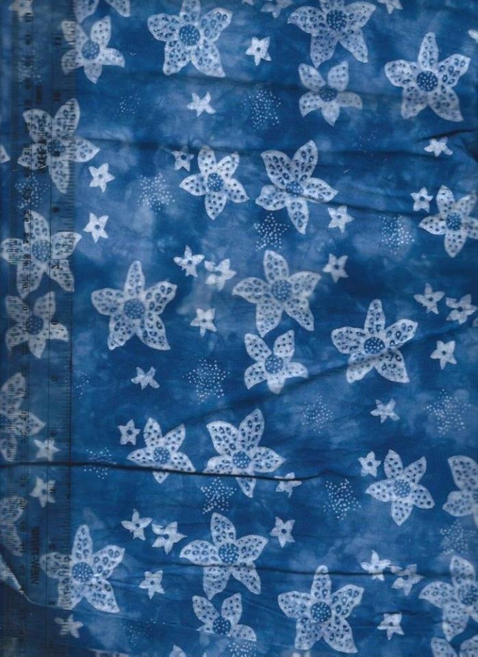 3 Yards Batik Look Star Flower Cotton Fabric Quilting, Clothing MORE 45