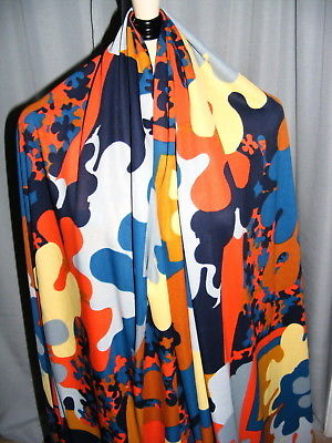 Made in Hong Kong Vintage Fabric from 50's Polyester? Wild Mod Print 3 yds +
