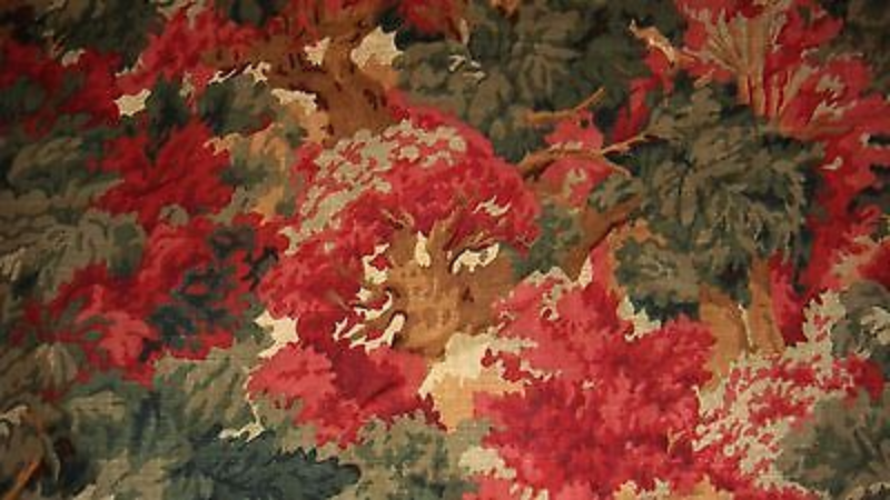 5.77 Yd 5th Avenue Designs Red Green Trees Foliage Tapestry Printed Robert Allen