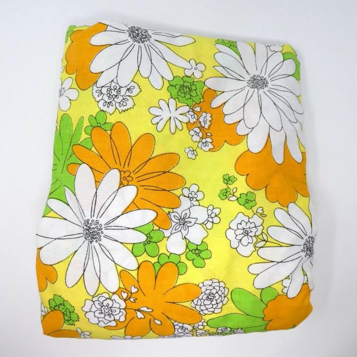 Vintage Cannon Muslin Fabric Twin Fitted Sheet Floral Cutter Crafting Sewing