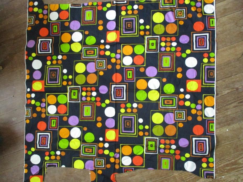Vintage Geometric Dots Squares 60s Groovy Cotton or Blend Fabric 1y