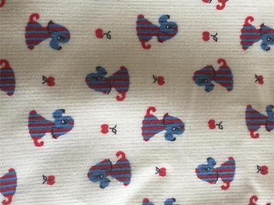 Vintage light corduroy fabric soft with red & blue dogs ADORABLE BTY!!