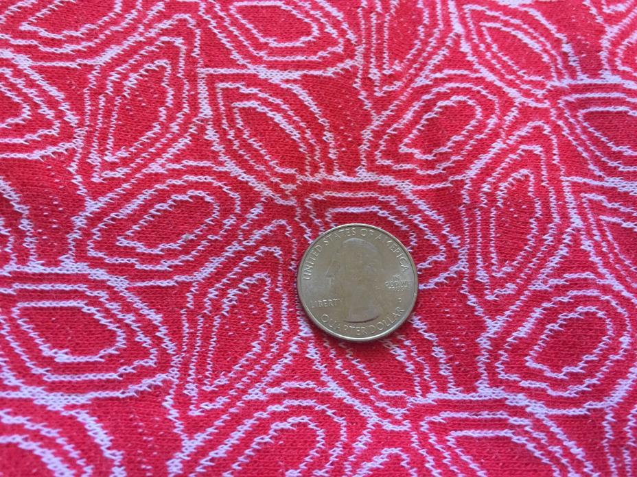 Vintage Red Pink White knit Fabric 5 7/8 Yards x 66