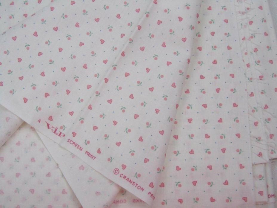 Vintage Novelty VIP Cranston Tiny Pink Hearts Fabric Yardage 45