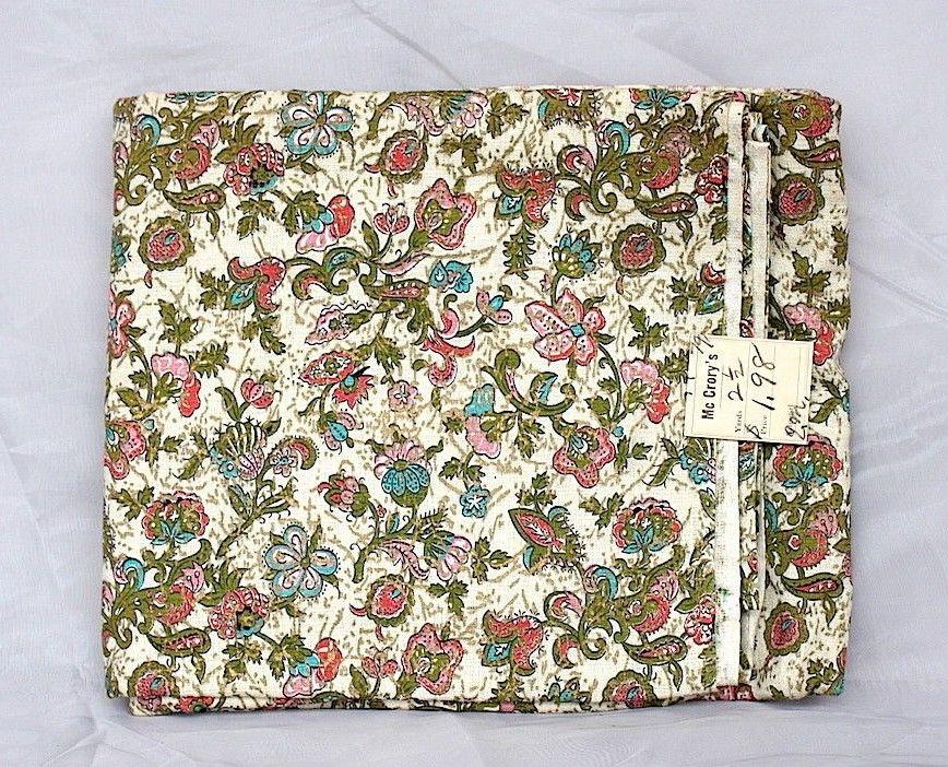 VINTAGE Barkcloth Fabric Floral Sewing Fabric Remnant VINTAGE Textile Crafts