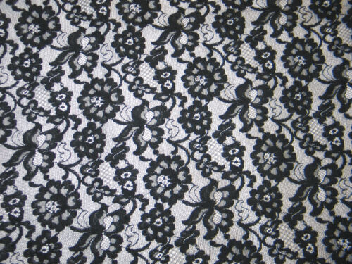 HTF-NOS-Antique Vintage FRENCH Alencon Lace Fabric Black Lace 100