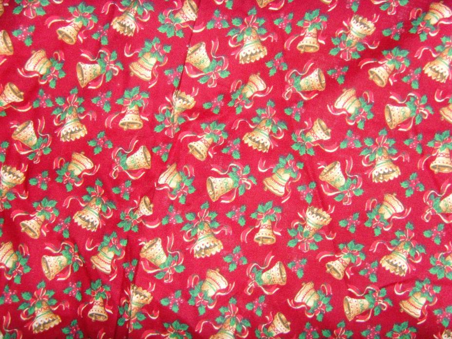 Christmas bells fabric material sewing ribbons holly holiday pretty chic cottage