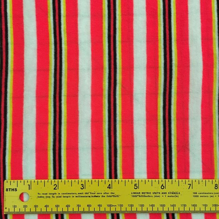 Bright Vintage Striped Fabric Pink Yellow Black White 2 YDS Vintage Jersey Poly