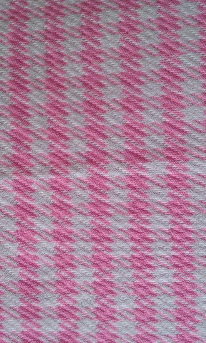 Vintage Polyester Double Knit Fabric Pink/White Check  - 45