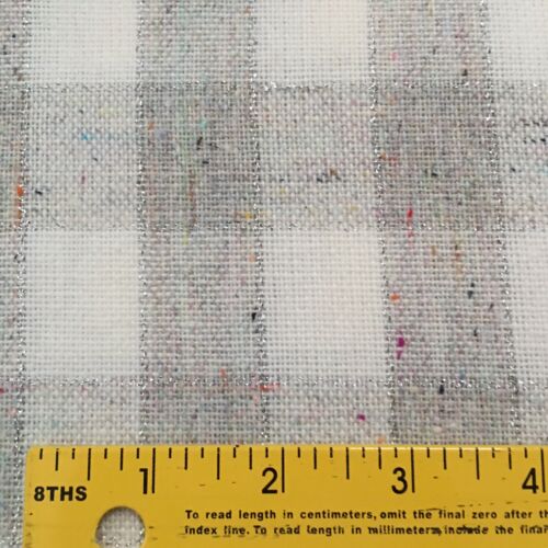 White Silver Fabric Check Print 5 YDS 55