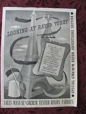 Vintage 1937 Looking At Rayon Today Sales Manual & Crown Tested Rayon Fabrics