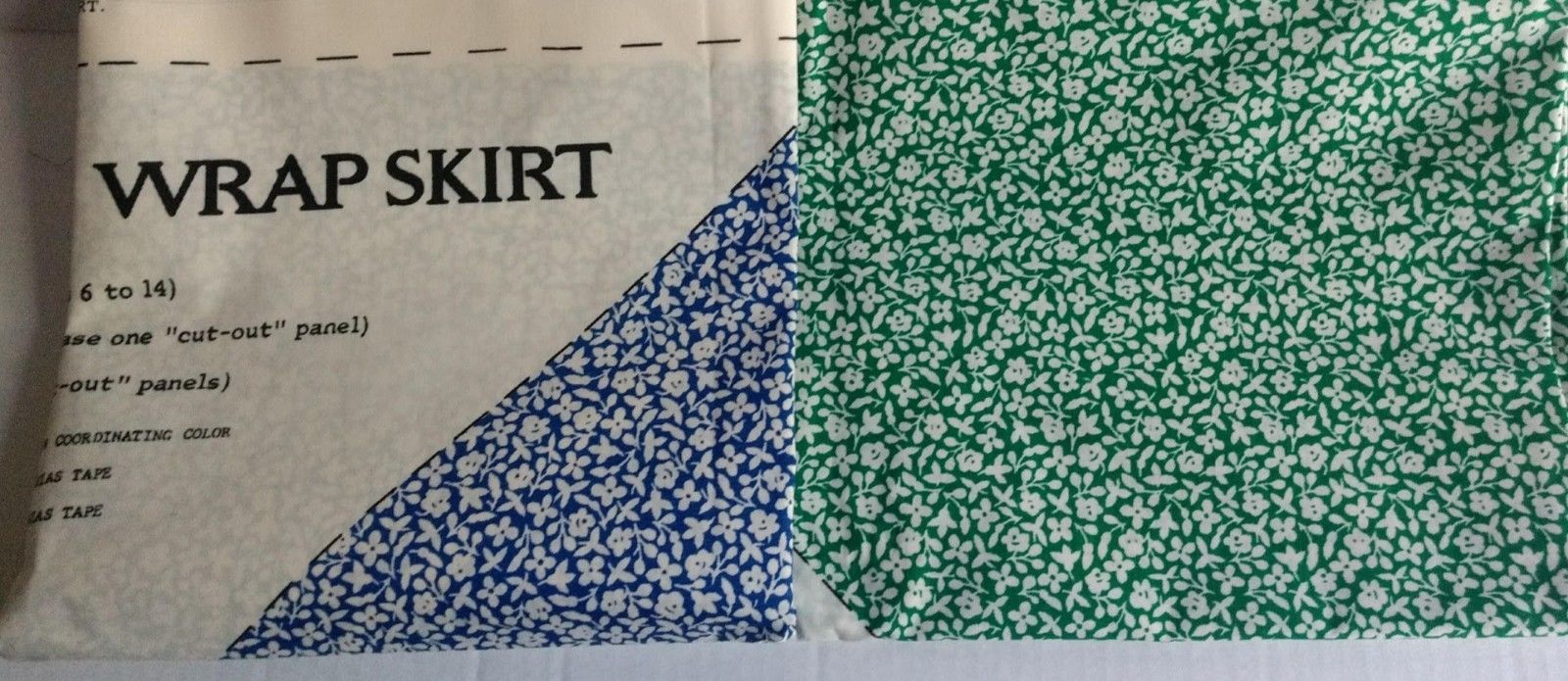 Vtg Springs Mill Sewing Panel Wrap Skirt Material Scarf Blue White Green Flower