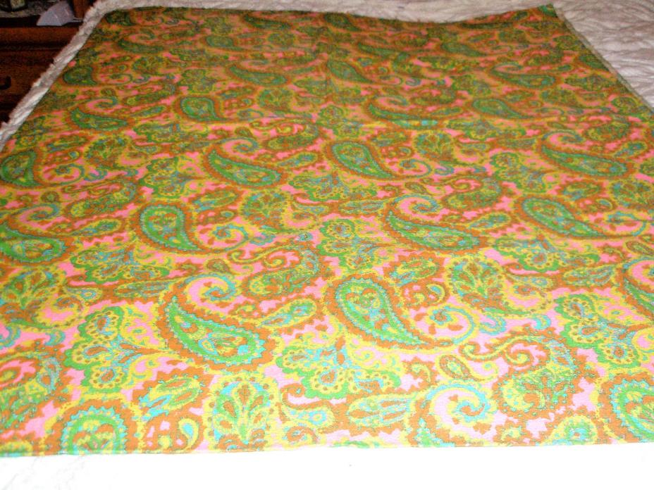 Vintage Fabric Paisley Pink Turquoise Yellow 45 x 112